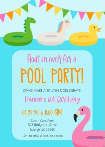 Floatie Animal Pool Party Invitation design preview