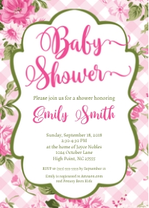 Retro Pink Gingham and Roses design preview