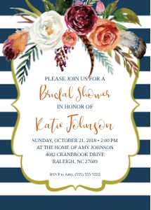 Navy Stripes Burnt Orange Flowers Bridal: Navy Stripes Burnt Orange Flowers Bridal