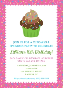 Cupcake and Sprinkles Invitation design preview