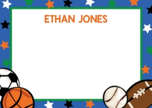 Sports and Stars Notecard design preview