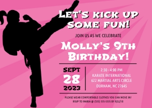 Karate Invitation_Pink design preview