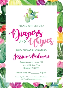 Watercolor Cactus Diapers and Wipes: Watercolor Cactus Diapers and Wipes