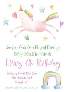 Unicorn Drive-by Party Invitation: Unicorn Drive-by Party Invitation