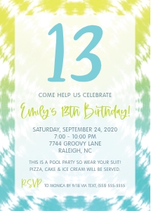 Tie Dye Invitation 2 design preview