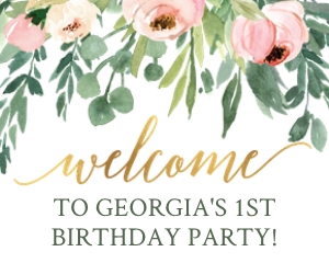 Watercolor Greenery 1st Bday_Welcome Sign design preview