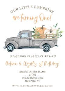 Little Pumpkin 1st Bday_Twins_Invite design preview
