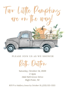 Pumpkin on the Way_Baby Shower_Invitation_Twins: Pumpkin on the Way_Baby Shower_Invitation_Twins