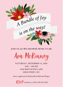 Christmas Flowers Baby Shower Invitation design preview
