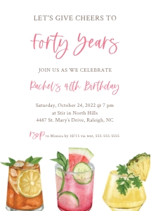 Cocktails_Cheers to 40 Years_Invitation: Cocktails_Cheers to 40 Years_Invitation