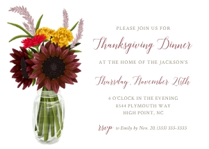 Thanksgiving Dinner_Fall Flowers_Invitation design preview