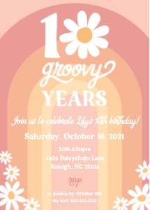 10 Groovy Years_Invitation: 10 Groovy Years_Invitation