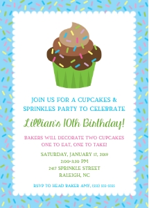 Cupcake and Sprinkles Invitation_BLUE design preview