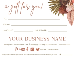 Boho Floral Gift Certificate design preview