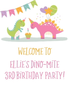 Girl Dino Birthday_Welcome Sign_16x20: Girl Dino Birthday_Welcome Sign_16x20
