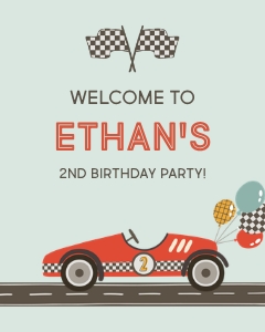 Race Car 2nd Birthday Welcome Sign design preview