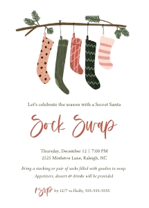 Sock Swap Invitation_Mauve & Moss: Sock Swap Invitation_Mauve & Moss