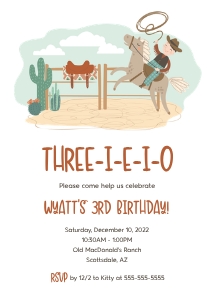 Three-i-e-i-o Cowboy_Invitation design preview