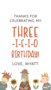 Three-i-e-i-o Barn Party Gift Tag design preview
