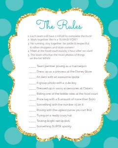 Teal Scavenger Hunt List_8x10: Teal Scavenger Hunt List