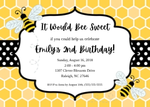 Bumble Bee Birthday Invitation design preview