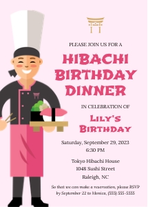 Hibachi Birthday Invitation_PINK design preview