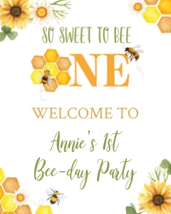 1st Bee-Day_Welcome Sign_16x20 design preview