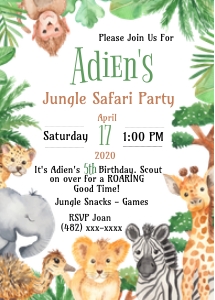 Safari Bierhday Party Invitation design preview