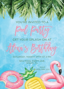 POOL PARTY BIRTHDAY INVITATION design preview