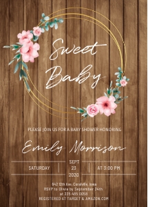 0040 Rustic Floral Baby Shower Invitation design preview