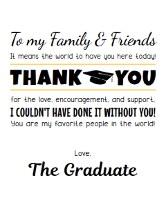 My Graduation Thank You 16x20 (B&W) design preview