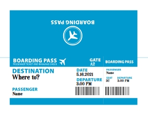 Airline Boarding Pass 8.5x11: Airline Ticket Boarding Pass, Surprise Vacation Announcement, Trip Gift, Custom Ticket, 8.5x11" PRINTABLE file <Edit Yourself with Corjl>