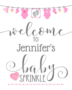 Baby Sprinkle Welcome (clothesline) 16x20 (pink): Baby Sprinkle Welcome (clothesline) 16x20 (pink)