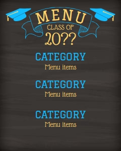 Graduation or Reunion Menu 16x20 (chalk color): Graduation or Reunion Menu 16x20 (chalk color)