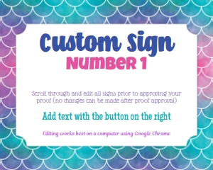 Custom Mermaid Sign 16x20 landscape (up to 10) design preview