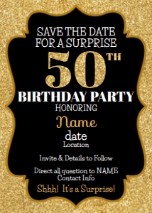 Birthday Save the Date 5x7 (gold border): Birthday Save the Date 5x7 (gold border)