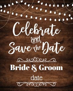 Celebrate & Save the Date (lights) 16x20 (DrkBrnWd): Celebrate & Save the Date (lights) 16x20 (DrkBrnWd)