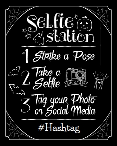 Halloween Selfie Station Sign 16x20 (black & white) design preview