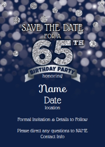 Save the Date Birthday (navy & silver) 5x7 (standard): Save the Date Birthday (navy & silver) 5x7 (standard)