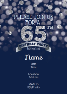 Navy & Silver Birthday Invite (standard) 5x7: Navy & Silver Birthday Invite (standard) 5x7
