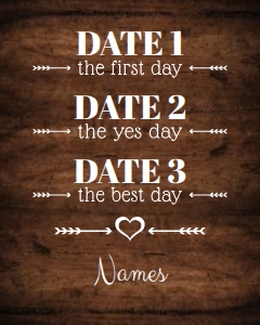 Important Dates (names at bottom) 16x20 (DrkBrnWd): Important Dates (names at bottom) 16x20 (DrkBrnWd)