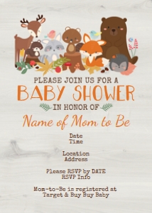 Woodland Baby Shower Invite 5x7: Woodland Baby Shower Invite 5x7