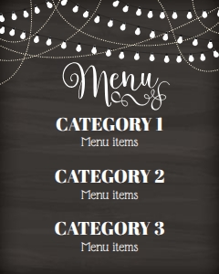 Custom Menu with Lights 16x20 (chalk) design preview