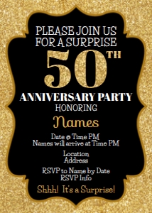 Anniversary Invitation 5x7 (gold border) design preview