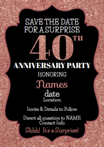 Rose Gold Anniversary Invitation 5x7: Rose Gold Anniversary Invitation 5x7