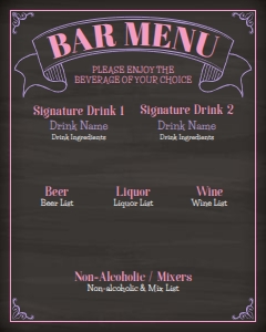 Bar Menu 16x20 (chalk color): Bar Menu 16x20 (chalk color)