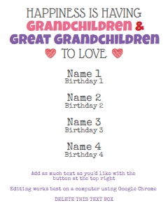 Grandkids 16x20 (Happiness is Having Grandchildren & Great Grandchildren to Love) design preview