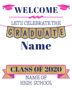 Graduation Welcome (graduate banner) 16x20 (gold glitter): Graduation Welcome (graduate banner) 16x20 (gold glitter)