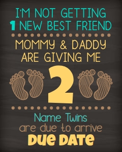 Twins - Not getting 1 new best friend - 2 16x20 (chalk): Twins - Not getting 1 new best friend - 2 16x20 (chalk)