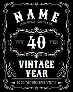 Vintage Birthday Aged Years 16x20 Portrait (white on black): Vintage Birthday Aged Years 16x20 Portrait (white on black)